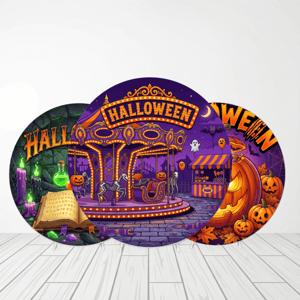 CAPA PAINEL REDONDO HALLOWEEN DIA DAS BRUXAS | TECIDO PREMIUM  | VÁRIOS MODELOS - 1.50X1.50M E 50X50CM Tecido: Helanca 1.50x1.50m E 50X50cm    
