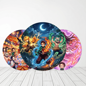 CAPA PAINEL REDONDO ANIME DEMON SLAYER | TECIDO PREMIUM  | VÁRIOS MODELOS - 1.50X1.50M E 50X50CM Tecido: Helanca 1.50x1.50m E 50X50cm    