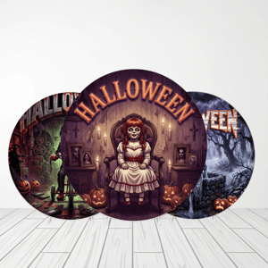 CAPA PAINEL REDONDO HALLOWEEN DIA DAS BRUXAS | TECIDO PREMIUM | VÁRIOS MODELOS - 1.50X1.50M E 50X50CM