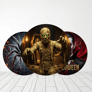 CAPA PAINEL REDONDO HALLOWEEN DIA DAS BRUXAS | TECIDO PREMIUM  | VÁRIOS MODELOS - 1.50X1.50M E 50X50CM