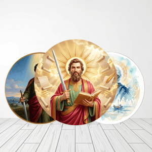 CAPA PAINEL REDONDO SÃO PEDRO E SÃO PAULO | TECIDO PREMIUM  | VÁRIOS MODELOS - 1.50X1.50M E 50X50CM Tecido: Helanca 1.50x1.50m E 50X50cm    