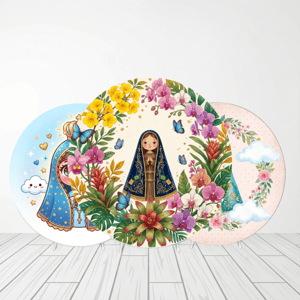 CAPA PAINEL REDONDO NOSSA SENHORA APARECIDA | TECIDO PREMIUM  | VÁRIOS MODELOS - 1.50X1.50M E 50X50CM Tecido: Helanca 1.50x1.50m E 50X50cm    