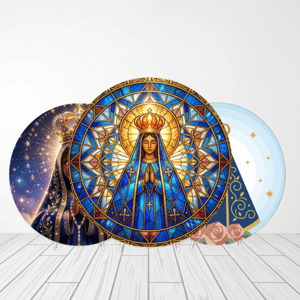 CAPA PAINEL REDONDO NOSSA SENHORA APARECIDA | TECIDO PREMIUM  | VÁRIOS MODELOS - 1.50X1.50M E 50X50CM