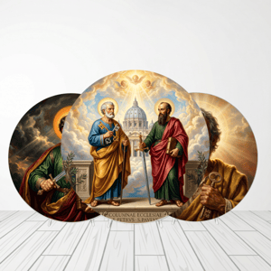 CAPA PAINEL REDONDO SÃO PEDRO E SÃO PAULO | TECIDO PREMIUM  | VÁRIOS MODELOS - 1.50X1.50M E 50X50CM