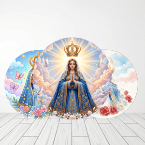CAPA PAINEL REDONDO NOSSA SENHORA APARECIDA | TECIDO PREMIUM  | VÁRIOS MODELOS - 1.50X1.50M E 50X50CM
