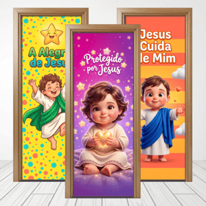 CAPA PAINEL PORTA JESUS | TECIDO PREMIUM | VÁRIOS MODELOS - 85cm x 2.10M Tecido: Helanca 85cm x 2.10M