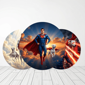 CAPA PAINEL REDONDO SUPERMAN KRIPTO SUPER HOMEM | TECIDO PREMIUM | VÁRIOS MODELOS - 1.50X1.50M E 50X50CM