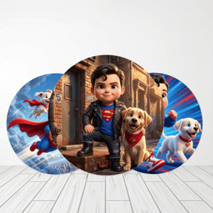 CAPA PAINEL REDONDO SUPERMAN KRIPTO SUPER HOMEM | TECIDO PREMIUM | VÁRIOS MODELOS - 1.50X1.50M E 50X50CM Tecido: Helanca 1.50x1.50m E 50X50cm