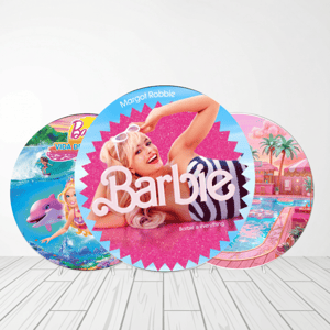 CAPA PAINEL REDONDO BARBIE | TECIDO PREMIUM | VÁRIOS MODELOS - 1.50X1.50M E 50X50CM