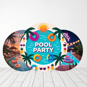 CAPA PAINEL REDONDO POOL PARTY | TECIDO PREMIUM  | VÁRIOS MODELOS - 1.50X1.50M E 50X50CM