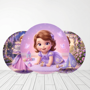CAPA PAINEL REDONDO PRINCESA SOFIA | TECIDO PREMIUM  | VÁRIOS MODELOS - 1.50X1.50M E 50X50CM