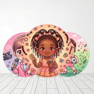 CAPA PAINEL REDONDO PROFISSÕES INFANTIL MENINAS  | TECIDO PREMIUM  | VÁRIOS MODELOS - 1.50X1.50M E 50X50CM