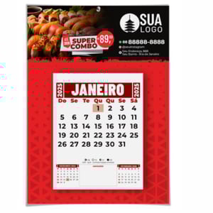 Calendário de parede com folhas destacáveis Couchê 250g 210x297mm 4/0 BRILHO COLA NO DESTAQUE 12 folhas destacáveis com os meses.