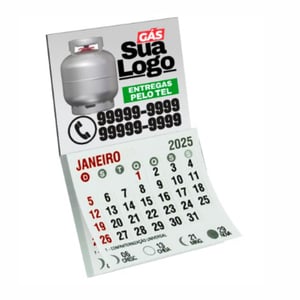 Ímã de Geladeira com Calendário Couchê 250g 5x4,5cm 4/0 Verniz UV Total Frente Corte Reto 