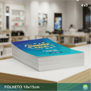 Folhetos 10x15cm | Panfletos | Flyers | 4x0 cores Couchê 115g 10x15cm 4x0 (só frente)   