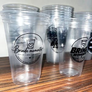 Kit 50 copos descartavel transparente personalizados