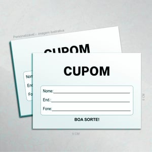 Cupom Para Sorteio 9x6cm 1000und Offiset 75G 9x6   Corte reto e Blocagem 