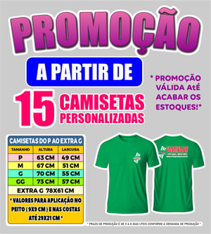PROMOÇÃO DE CAMISETA Malha fria ou Poliéster   DTF  