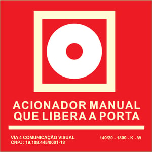 PLACA DE ACIONADOR MANUAL ACRÍLICO ACRÍLICO 3mm 14x14 cm Silk Impressão direta epóxi e fotoluminescente, padrão bombeiro Corte reto Com dupla-face