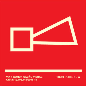 PLACA ALARME SIRENE EM PVC PVC 3mm 14x14 cm Silk Impressão direta epóxi e fotoluminescente, padrão bombeiro Corte reto Com dupla-face