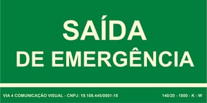 S12 - PLACA DE SAÍDA em PVC PVC 3mm 24x12 cm Silk Impressão direta epóxi e fotoluminescente, padrão bombeiro Corte reto Com dupla-face