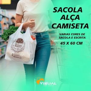 SACOLA PLÁSTICA ALÇA CAMISETA 45x60 CM