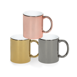 Caneca Personalizada Cromada 330ml Porcelana  Vermelho, Preto, Cinza, Rosa, Azul Bebê, Verde Sublimação  