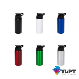 Garrafa de Alumínio Tampa Flip 600ml Personalizada - Kit 25 unidades Alumínio     