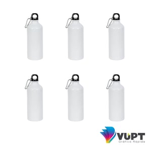 Garrafa de Alumínio Tampa Mosquetão 600ml Personalizada - Kit 25 unidades Alumínio     