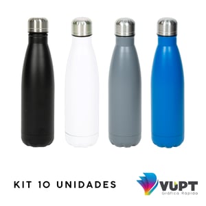 Garrafa Térmica de Aço Inox Estilo Cola 500ml Personalizada - Kit 10 unidades Metal Inox     