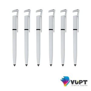 Caneta Branca Lisa com Ponteira Touch Personalizada Plástico Branco  Laser /  DTF UV   