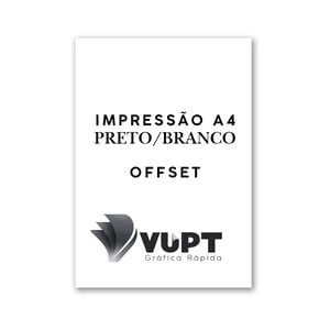 Impressão P&B A4 Offset 75g ou Offset 90g 21x29,7 1x0, 1x1  Impressão Preto e Branco 