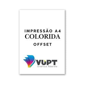 Impressão Colorida A4 Offset 75g ou Offset 90g 21x29,7 4x0, 4x1  Impressão Colorida 