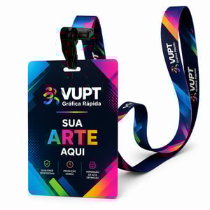 Crachá / Credencial de PVC Personalizado - 40 unidades PVC 0,46mm 9x14cm 4x0 cor  Fita cetim 2mm personalizada 