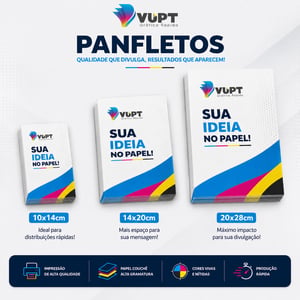 Panfletos 4x4 cores - 2500 unidades Couchê 90g 10x14 / 14x20 / 20x28cm 4x4  Corte Reto 