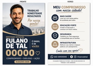 Santinho camapnha eleitoral 70x100 mm + outros impressos para campanha eleitoral de 2026 couche brilho 70x100mm 4x4 cores sem revestimento Corte reto 