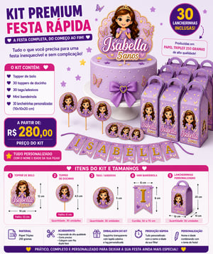 kit festa infantil - PREMIUM - personalizado - Topper bolo + topper docinho + tags adesivo + mini bandeirinhas + caixa lembrancinha Adesivo, duples e couche  colorida  cortes especiais IMAGEM ILUSTRATIVA