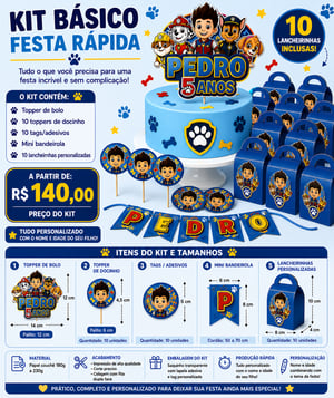 kit festa infantil - BASICO - personalizado - Topper bolo + topper docinho + tags adesivo + mini bandeirinhas + caixa lembrancinha Adesivo, duples e couche  colorida  cortes especiais IMAGEM ILUSTRATIVA