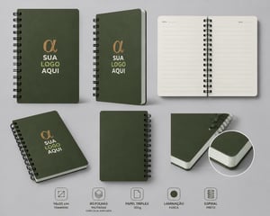 Caderno de anotaçoes - Capa papel triplex 300 gramas - laminação fosca frente - 80 folhas - impressão f/v - cor - 10 unidaes Capa: Triplex 300 gramas + miolo: off set 90 gramas 140x200mm 1x1 cor Laminação fosca frente Corte reto IMAGEM ILUSTRATIVA