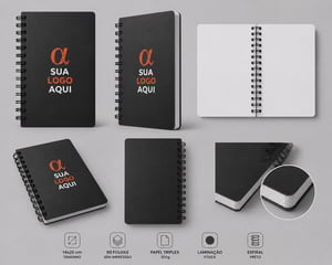 Caderno de anotaçoes - Capa papel triplex 300 gramas - laminação fosca frente - 80 folhas sem impressão - 10 unidaes Capa: Triplex 300 gramas + miolo: off set 90 gramas 140x200mm  Laminação fosca frente Corte reto IMAGEM ILUSTRATIVA