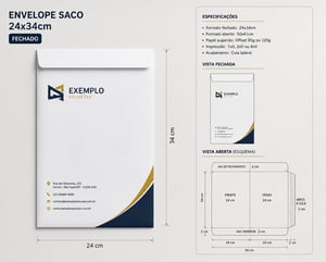 Envelope saco 24x34 cm - Papel off set Papel off set 120 gramas 240x340mm colorida  cortes especiais IMAGEM ILUSTRATIVA