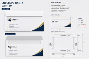 Envelope carta 22x11 cm - Papel off set Papel off set 120 gramas 220x110 mm colorida  cortes especiais IMAGEM ILUSTRATIVA