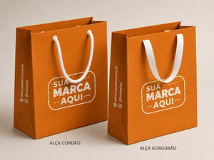 Sacola cordão ou gorgurão Off set, triplex, duplex 21,5 x 24 x 9 cm 4x0, 2x0 ,1x0  cortes especiais IMAGEM ILUSTRATIVA