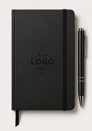 Moleskine - Capa dura cartonada - 14x20cm - Personalizada - 80 folhas + caneta - 1x1 cor  - 10 unidades      
