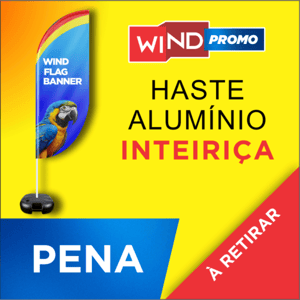WIND BANNER PROMOCIONAL (M) Base Titan Black Modelo Maleta com Alça 2.45m x 0.65m Dupla-Face | Impressão Sublimática Modelo PENA Estrutura de Alumínio Inteiriça SOMENTE RETIRADA