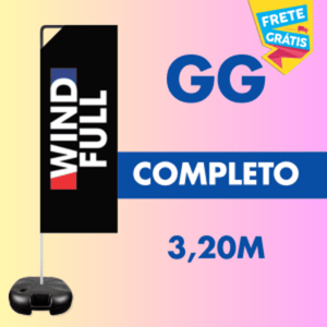 WIND BANNER FULL COMPLETO (GG) Base Titan Black Modelo Maleta com Alça 3.20m x 0.65m Dupla-Face | Impressão Ultra-HD Tecido TecnoSport 100% Sintético RETANGULAR / Estrutura de Alumínio Desmontável FRETE GRÁTIS NAS COMPRAS ACIMA DE 100,00, CONSULTE AS REGIÕES.