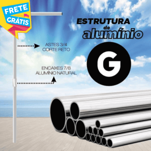 Haste (G) Wind Full Estrutura desmontável 2.70m x 0.65m Cor Natural Tubos de Alumínio 3/4 Embalagem FRETE GRÁTIS NAS COMPRAS ACIMA DE 100,00, CONSULTE AS REGIÕES.