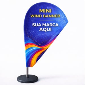 MINI WIND BANNER HASTES DE ALUMÍNIO GOTA 4X0 COR ULTRA-HD EPSON TECIDO DUPLA-FACE 100% POLIÉSTER SUPORTE REDONDO 