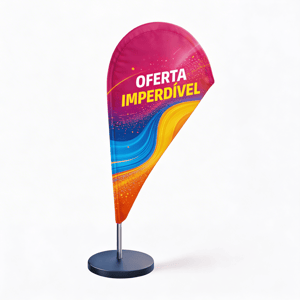 Wind Banner Mini Personalizado HASTES DE ALUMÍNIO GOTA 4X0 COR ULTRA-HD EPSON TECIDO DUPLA-FACE 100% POLIÉSTER SUPORTE REDONDO 
