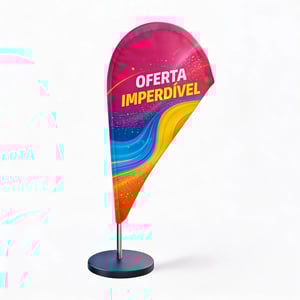 Mini Wind Banner Promocional Personalizado HASTES DE ALUMÍNIO GOTA 4X0 COR ULTRA-HD EPSON TECIDO DUPLA-FACE 100% POLIÉSTER SUPORTE REDONDO 